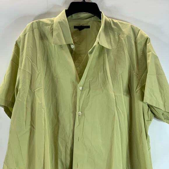BANANA REPUBLIC Men's Green Solid Stretch Button-Up Short Sleeve Shirt SZ XL - Picture 3 of 10